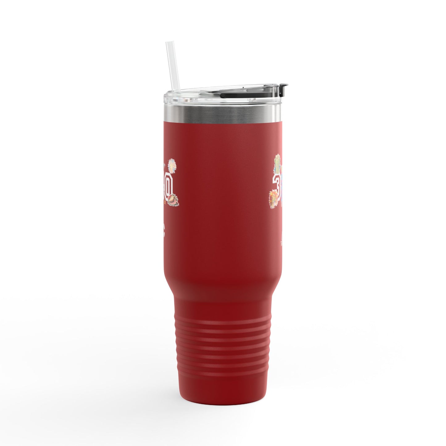 40oz Insulated Travel Mug — "340" Tropical Palm Beach Stainless Steel Tumbler
