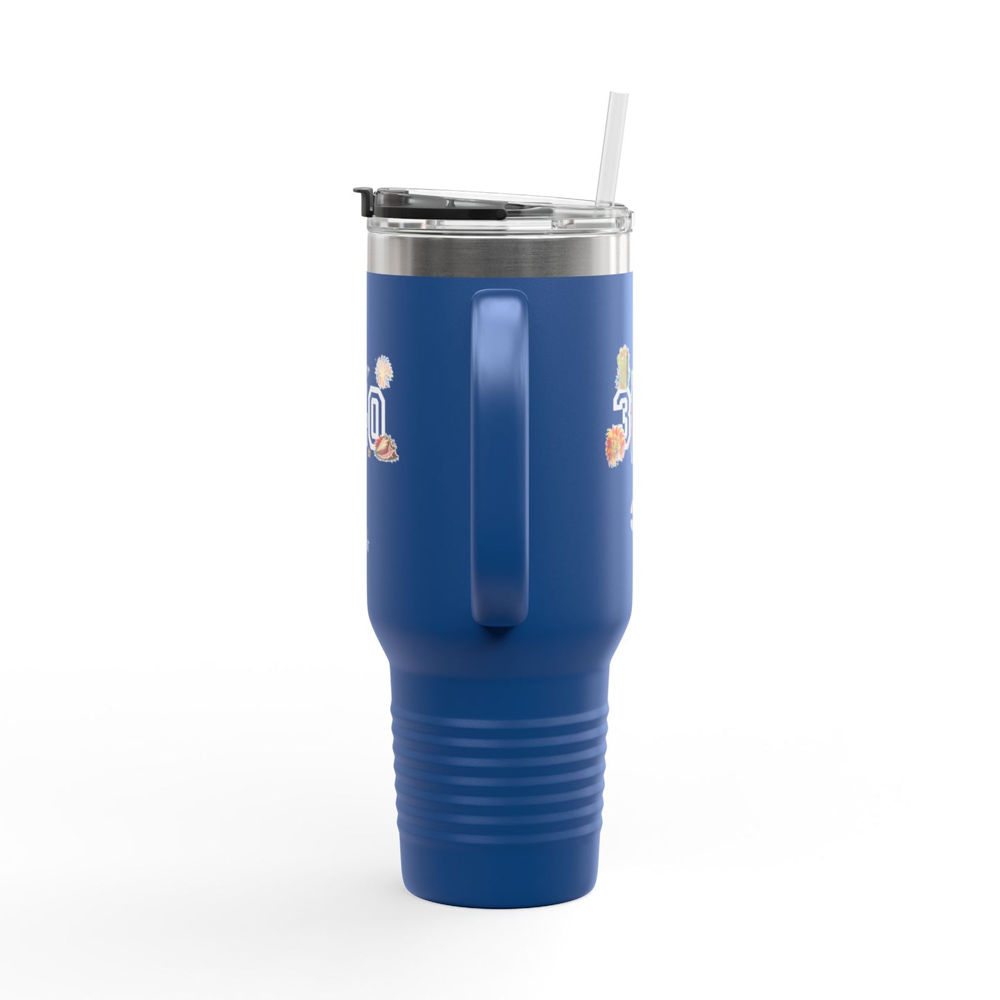 40oz Insulated Travel Mug — "340" Tropical Palm Beach Stainless Steel Tumbler