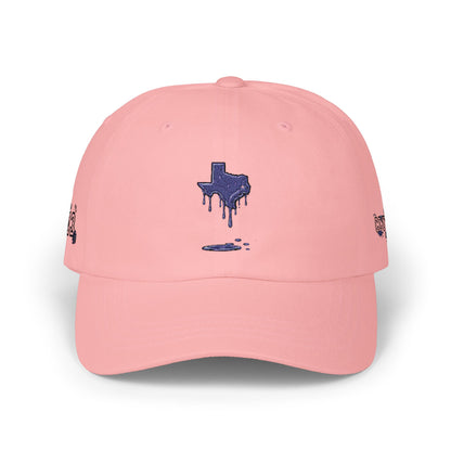 Dripping Texas Outline Dad Cap — White Embroidered State Hat