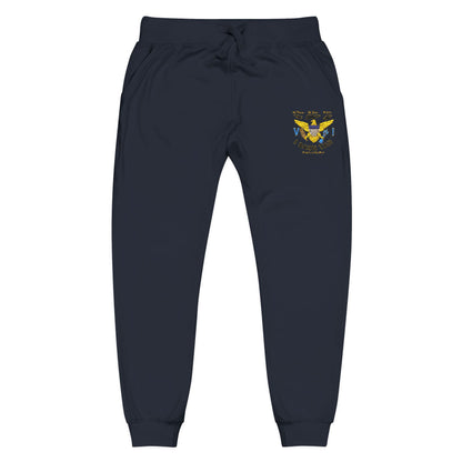 Embroidered Sunflower Sweatpants — Cozy White Fleece Joggers with Small Chest Floral Patch