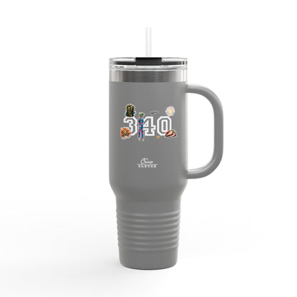 40oz Insulated Travel Mug — "340" Tropical Palm Beach Stainless Steel Tumbler