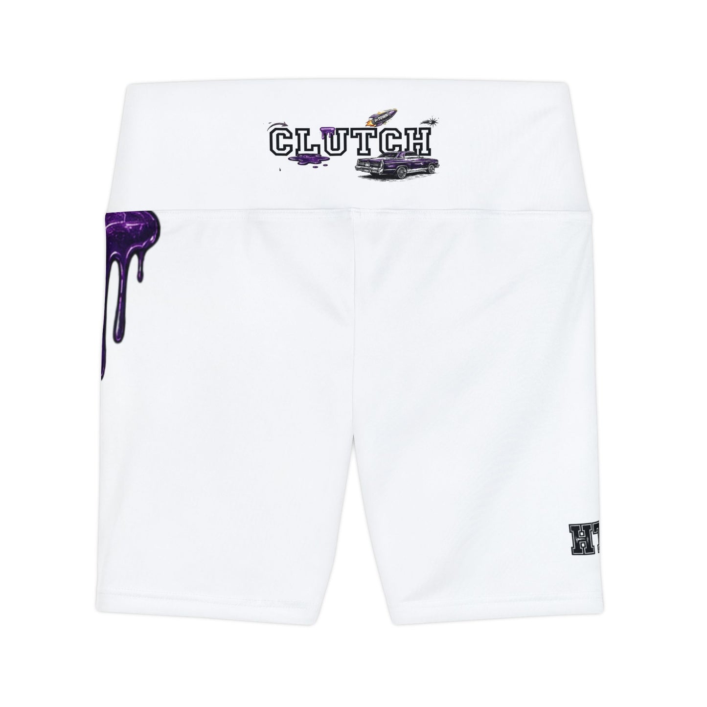 Drip Purple Graphic Women's Workout Shorts — "CLUTCH" AOP Activewear