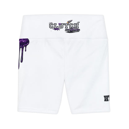 Drip Purple Graphic Women's Workout Shorts — "CLUTCH" AOP Activewear