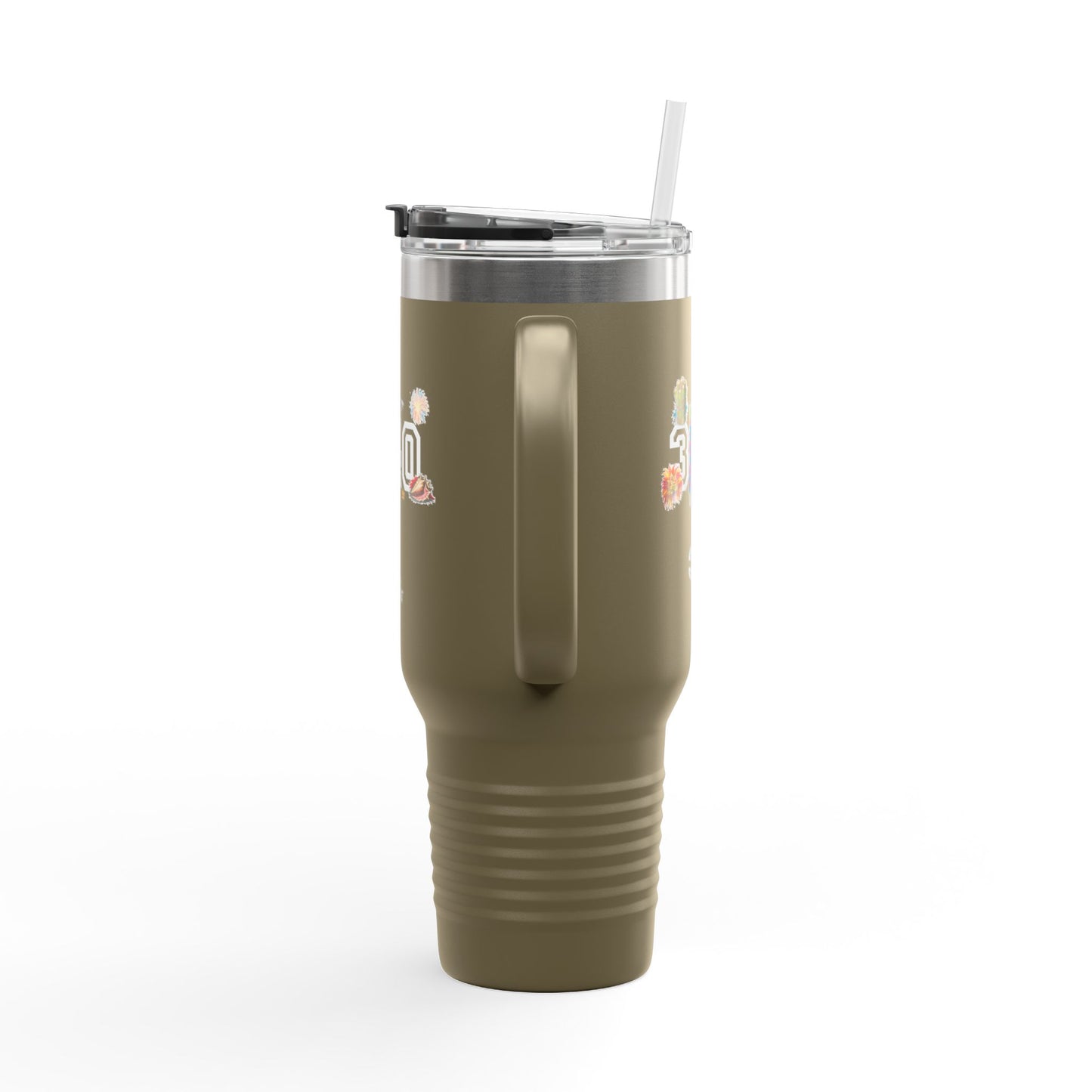 40oz Insulated Travel Mug — "340" Tropical Palm Beach Stainless Steel Tumbler