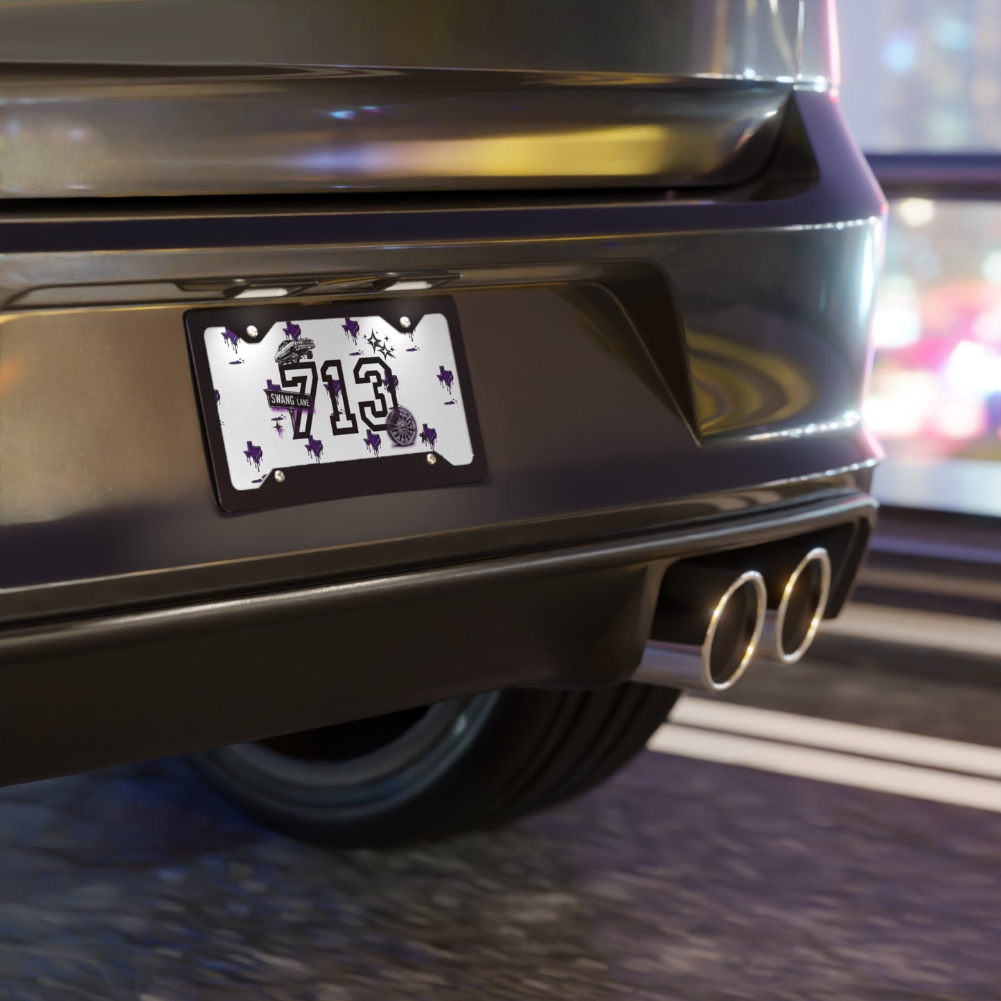 Vanity Plate — 713 Swang Lane Custom Decorative License Plate with Drip Graphics